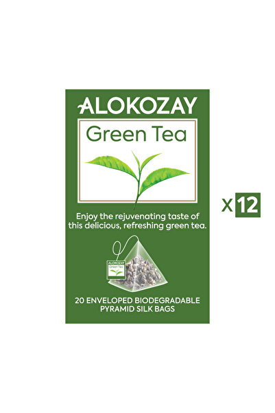 Alokozay شاي البارود الأخضر الأخضر - 20 كيس شاي هرمي مغلف (قابل للتحلل الحيوي...