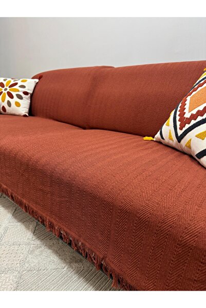 ŞENER HOME Modern Multi-Purpose Throw & Armrest Sofa Cover - Cinnamon