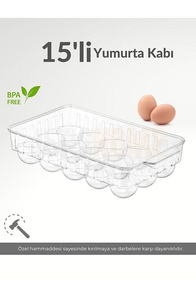 Jet's Home 15-Piece Egg Container with Lid Shockproof Egg Cup Bpa Free Refrigerator Organizer