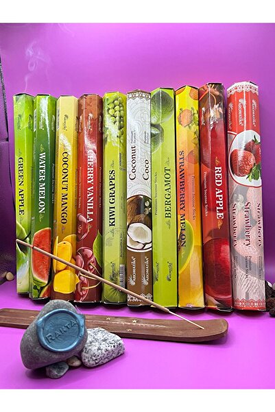 ATÖLYE LİFE 10 Farklı Aroma 200 Adet Çubuk Tütsü Ahsap Tütslük Hediyeli