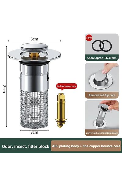 Choice Copper bounce core 1PCS Washbasin Leak Plug Stainless Steel Odor Proof Bouncing Core Press Type Sink