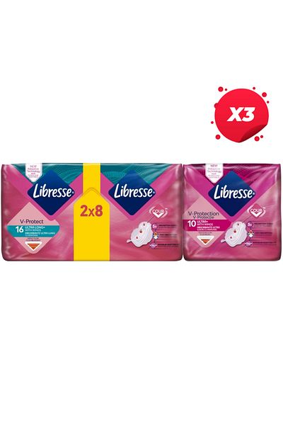 Libresse X3 - PADS LIBRESSE 16BUC PROTECTIE PROSPESOAREA ULTRA LUNGI 10BUC PROTECTIE NATURALA