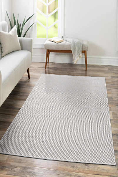 SARAZ HALI Tm-01 Sisal Jut Wicker Model Single Color Woven Washable Non-Dust Carpet Cream