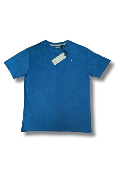 Erkek Sailing Yüksek Kalite Pamuklu Kırçıllı Mavi T-shirt
