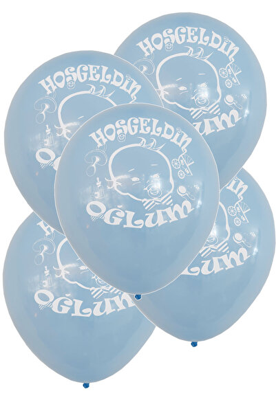 SİHİRLİ AYAKLAR 30Pcs Gender Balloon Welcome My Son Balloon Boy Child Balloon Blue Birth Baby