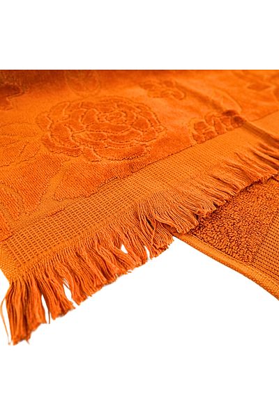 Class Home Collection Set 2 prosoape foarte absorbante, 100% Bumbac Velour Jacquard, 500 g/m², 50x100cm+70x140cm,Ion,Orange