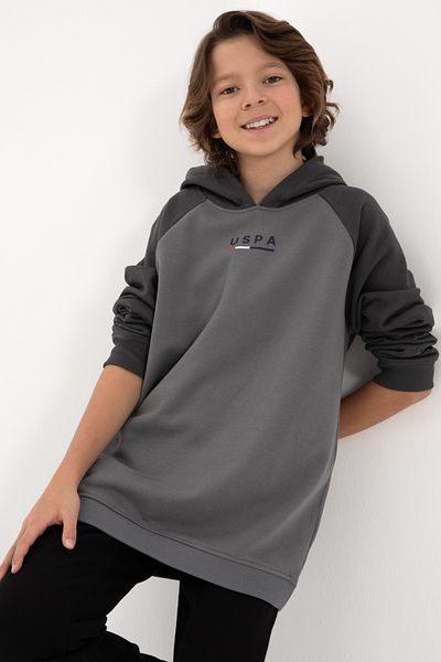 U.S. Polo Assn. Boy's Gray Hooded Sweatshirt 50293495 -Vr024