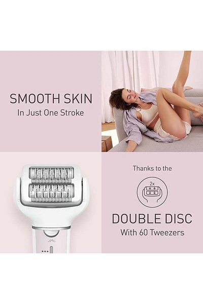 PANASONIC Wet And Dry Epilator For Women, Double Disc With 60 Tweezers, Flexible 90° Pivoting Head