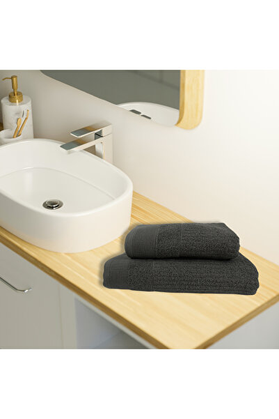 Class Home Collection Set of 2 highly absorbent towels, 100% Jacquard Cotton,500 gsm, 50x100 cm + 70x140 cm, Linos, Gray