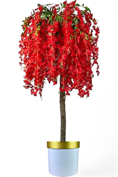 ERHAN FLOWERS ÇİÇEK & DEKORASYON Yapay kırmızı  Akasya agacı  beyaz gold saksı