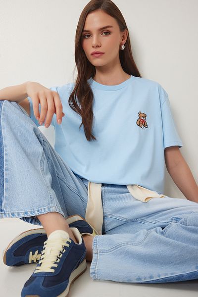 Lovelyİstanbul Tricou din bumbac ursuleț - SKY BLUE LAV0005