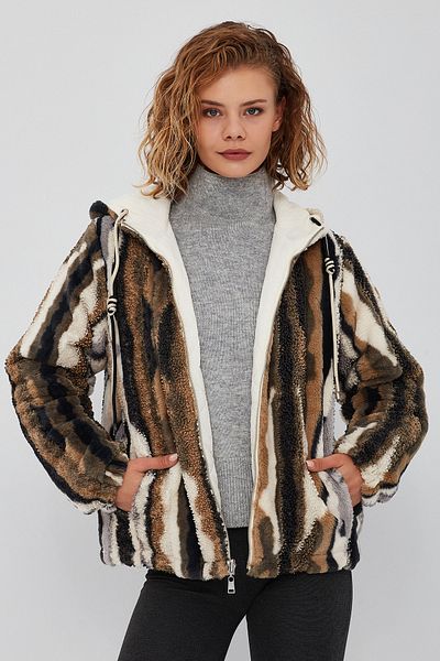 Derimod Cortina Women's Patterned Double Sided Teddy Coat 23Wgd5092Ff