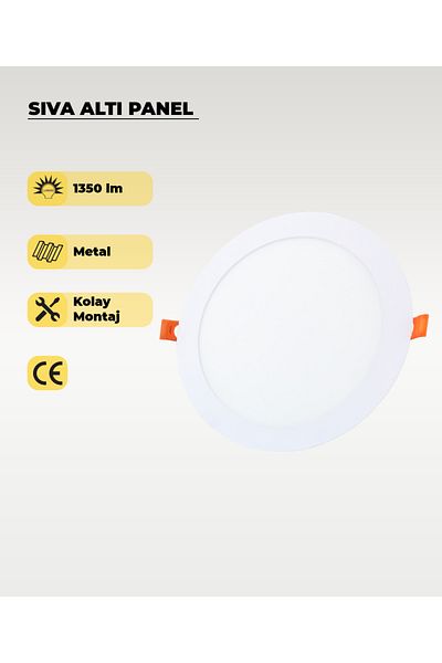 AC AYDINLATMA 15w Flush Mount Round Slim Led Panel White Light 2 Pieces