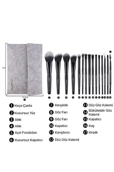 RACHEL ROY 15 Piece Kabuki Makeup Brush Set