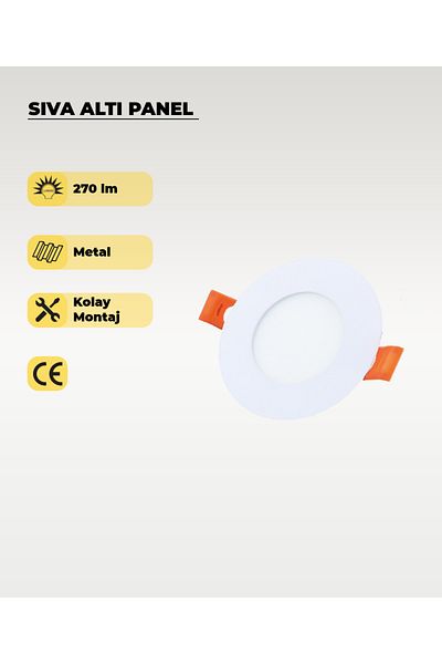 AC AYDINLATMA 3200K Yellow Slim Fit Led Panel - Round Recessed 2 Pcs