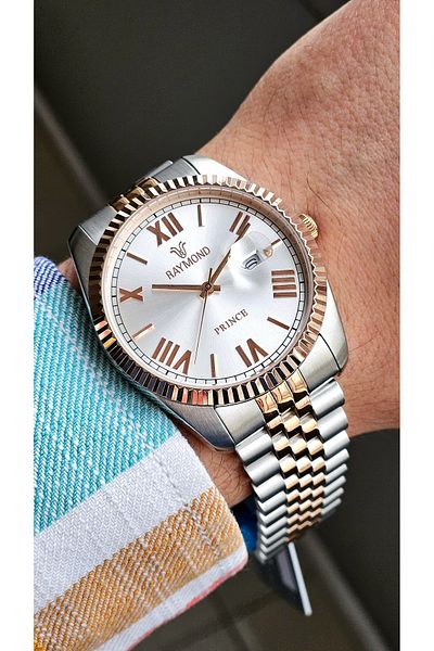 Raymond Rym-1051 Raymond Men's Wristwatch - Steel and Mineral Glass - 2 Years Warranty
