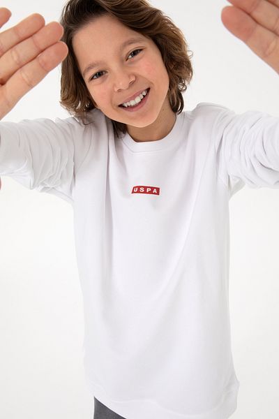 U.S. Polo Assn. Boy's White Crew Neck Sweatshirt 50293567 -Vr013