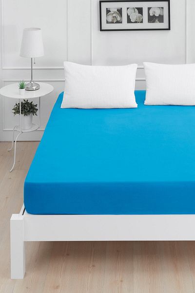 Mislina Home Roza Double Elastic Combed Cotton Bed Sheet Turquoise