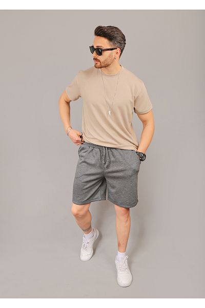 EydaMoon Unisex Pique Fabric Shorts & Bermuda - Relaxed Cut Double Leg Elastic Waist Laced