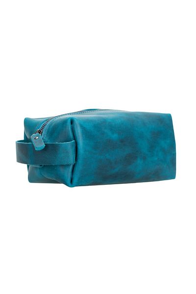 PLM Eve Leather Makeup Bag Medium Aa32 Blue