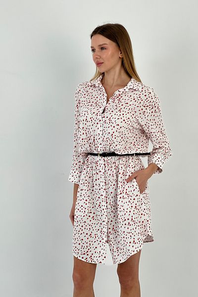 Miss Poem Women's Midi Length Summer Long Sleeve White Shirt Dress