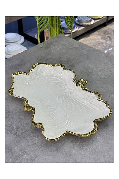 ROY KING Albero Gold Porcelain Presentation Plate Rectangular