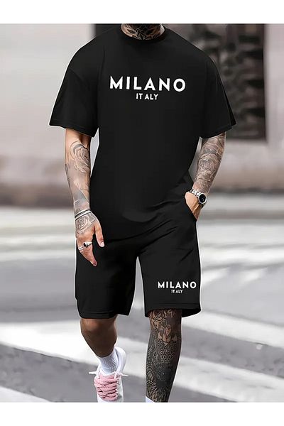npLStore Unisex Large Size Printed T-Shirt and Shorts Bottom Top Set