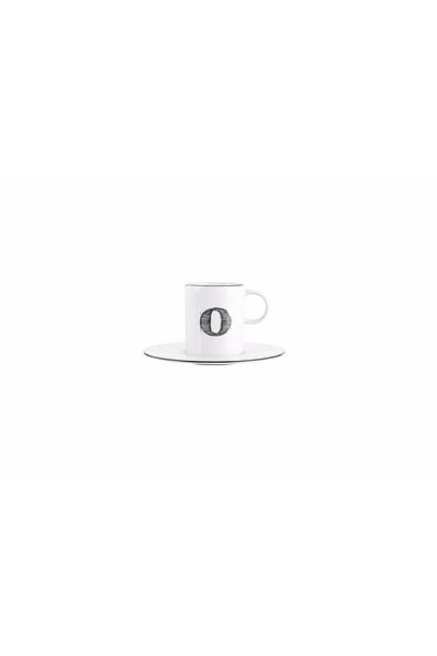 Porland 85Cc Letter (O) Coffee Cup with Plate