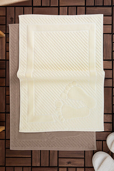 FAVORA Leoline 100% Cotton 2-Piece Foot Towel - Brown - Beige