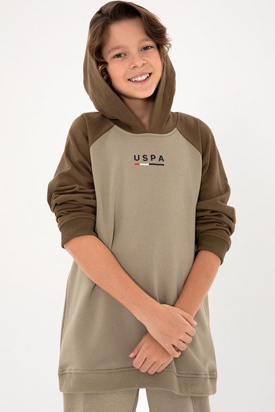 U.S. Polo Assn. Boy's Light Khaki Hooded Sweatshirt 50293495 -Vr183