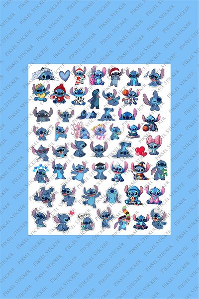 Piksel Grafik Stitch 50 Piece Sticker Set - Pen, Laptop Notebook Water Bottle Sticker