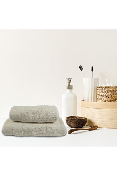 Class Home Collection Set of 2 absorbent towels, 100% Cotton Jacquard, 500 gsm , 50x100 cm + 70x140 cm, Linos, Cream