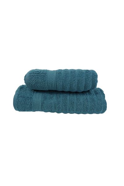 Class Home Collection Set of 2 highly absorbent towels, 100% Cotton, 480 gsm density, 50x100 cm + 70x140 cm, Minos, Petrol