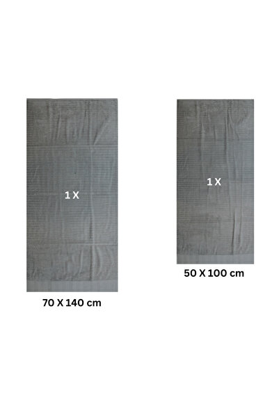 Class Home Collection Set of 2 absorbent towels, 100% Jacquard Cotton, 540 gsm, 50x100 cm + 70x140 cm, Scipio, Grey