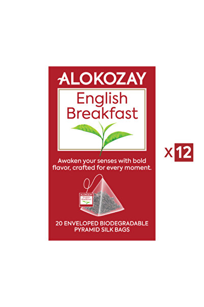 Alokozay شاي الإفطار الإنجليزي الأسود - 20 كيس شاي هرمي مغلف (قابل للتحلل الح...