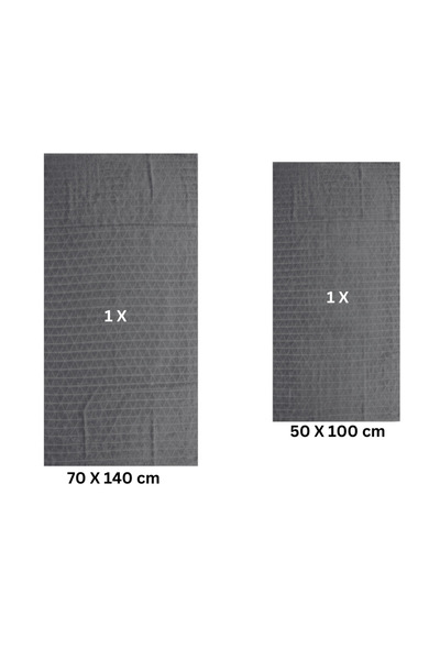 Class Home Collection Set of 2 absorbent towels, 100% Jacquard Cotton, 390 gsm, 50x100 cm + 70x140 cm, Mermin, Grey