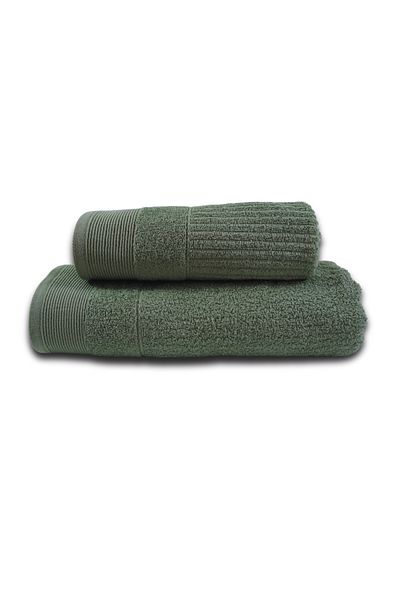 Class Home Collection Set of 2 absorbent towels, 100% Jacquard Cotton, 500 gsm density, 50x100cm + 70x140 cm, Linos, Green