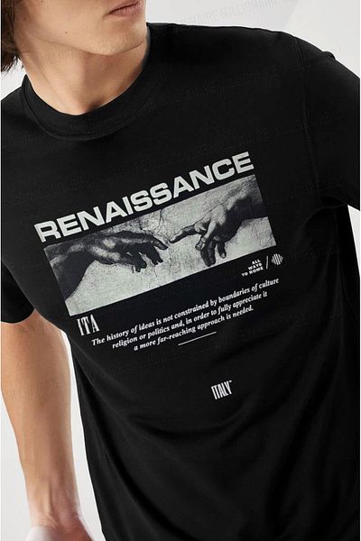Millionaire Men's Black Renaissance Regular Fit Regular Fit T-Shirt