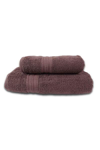 Class Home Collection Set of 2 absorbent towels, 100% Cotton, 520 gsm density, 50x100 cm + 70x140 cm, Glaucia, Brown