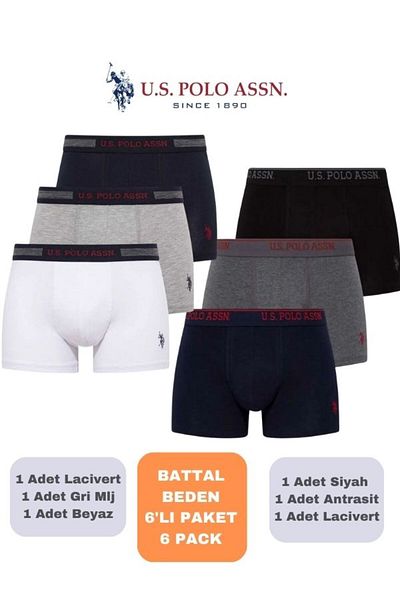 U.S. Polo Assn. Ανδρικά, Bachelor, USPA, Oversize Σετ Boxer 6 τεμαχίων (σε κουτί)