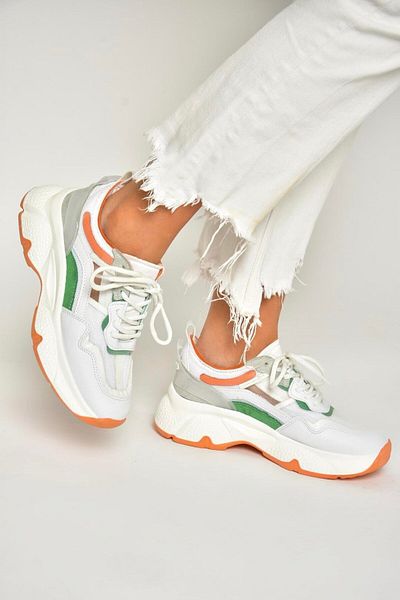 Fox Shoes U 973568209   White/Orange Thick Sole Sports Shoes Sneakers