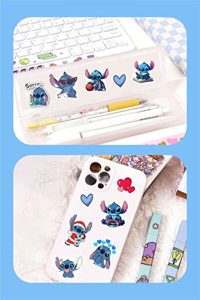 Piksel Grafik Stitch 50 Adet Çıkartma Sticker Seti - Kalem, Laptop Defter Suluk Sticker