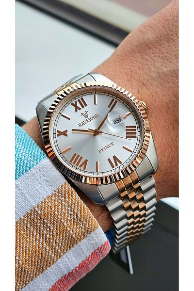 Raymond Rym-1051 Raymond Men's Wristwatch - Steel and Mineral Glass - 2 Years Warranty