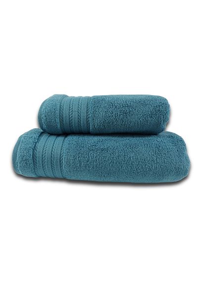 Class Home Collection Set of 2 highly absorbent towels, 100% MicroCotton Jacquard,580 gsm, 50x100cm+70x140cm,Seneca,Petrol