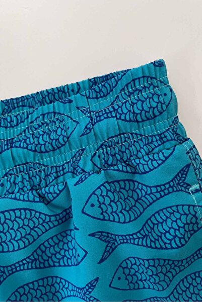 AYYILDIZ Ανδρικό σορτς κολύμβησης με σχέδιο ψαριού τιρκουάζ 845