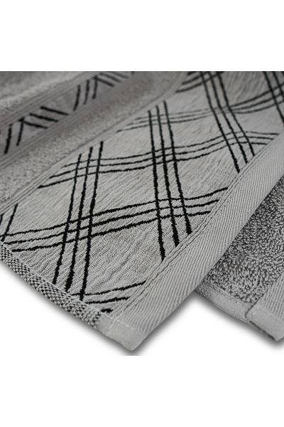 Class Home Collection Set 2 prosoape absorbante, 100% bumbac Jacquard, densitate 450 g/m², 50x100cm + 70x140cm, Rhea, Argintiu