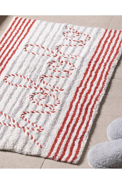 Madame Coco Fleuramour Badematte - Weiß/Rot/Grau - 50x80 cm