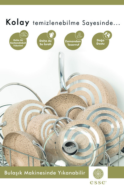 Esse Granit Döküm 3'lü Tava Seti Krem 20 Cm/24 Cm/28 Cm E505