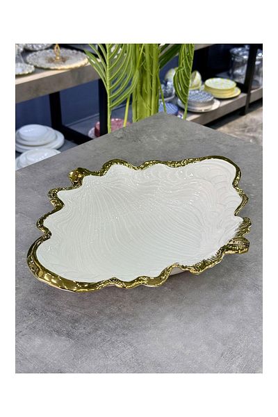 ROY KING Albero Gold Porcelain Plate - Oval Deep Design