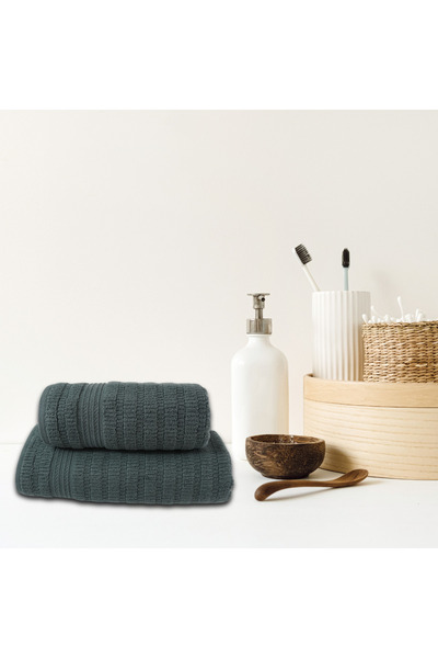 Class Home Collection Set 2 prosoape foarte absorbante, 100% bumbac jacquard, 530 g/m², 50x100cm + 70x140cm, antracit